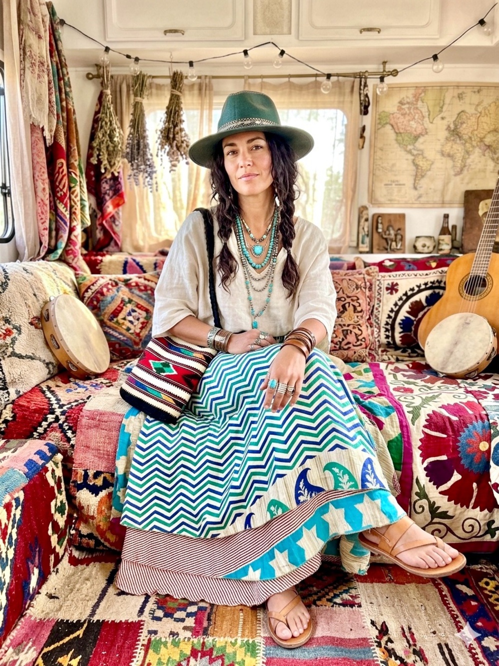 Reversible Silk Boho Chevron Wrap Skirt w hippy festival Gypsy patchwork vibe